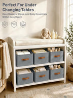 8 Pack Large Closet Storage Baskets Bins for Shelves, Collapsible Fabric Closet Organizers and Storage with Polyester Handles, Decorative Baskets for Organizing Clothes, Towels, Linen Closet 14"x10" - Image 5