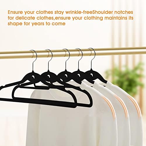 Velvet Clothing Hangers Slim Stackable Non-Slip Black Suit Hanger Space Saving Clothes Hanger Heavy Duty Adult Hangers with 360°Swivel Hook Pack of 20 - Image 5