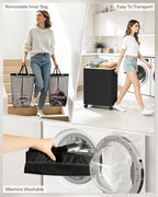 Double Laundry Basket with Wheels and Lid, 150L Clothes Hampers for Laundry - Image 4