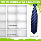 Wesiti Tie Box Organizer Wall Mounted Tie Rack with 16 Compartments Bamboo Belt Holder for Men Scarf Necktie Home Wall Closet(White Color,1 Piece) - Image 3