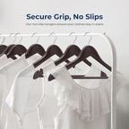 SereneLife Wooden Hangers 50 Pack - Durable & Slim Coat Hanger - Wood Hangers for Coats, Suits, Jackets, Closet & Pants - Suit Hanger with 360-Degree Rotatable Hook and Shoulder Grooves (Brown Color) - Image 3