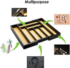 Bamboo drawer organizer, utensil holder, silverware organizer, and adjustable cutlery tray with drawer dividers, for kitchen, office desk, and bathroom storage (Black) - Image 4