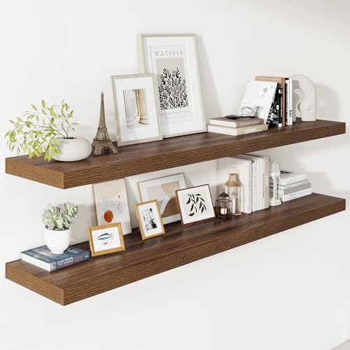 Vivelove Deep Floating Shelves 55x12” Set of 2, Walnut by VIVELOVE