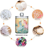Qtip Holder Dispenser for Cotton Ball, Cotton Swab, Cotton Round Pads Clear Plastic Apothecary Blue Pink Unicorn Jar Set for Bathroom Canister Storage Organization, Vanity Makeup Organizer - Image 4