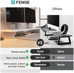Fenge Monitor Stand Riser, Wooden & Metal Desk Shelf Organizer, White - Image 3