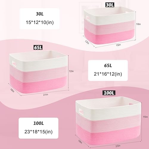 Artfeel Blanket Basket,Rectangle Woven Baskets for Storage,100L Laundry Basket for Decorative Nursery Blanket,Toys,Dirty Clothes and Magazine in Shelves,Baby Room,and Living Room - Image 5