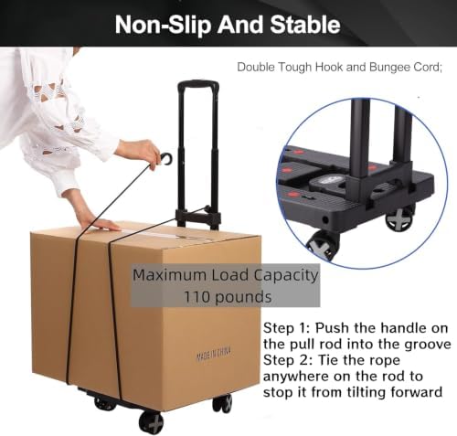 GtIiFmTe Foldable Hand Truck, Lightweight Luggage Cart for Airport Car Seat - Image 4