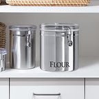 Oggi Jumbo 8" Stainless Steel Flour Clamp Canister - Airtight Food Storage Container Ideal for Kitchen & Pantry Storage of Flour or other Bulk, Dry Foods. (Pack of 3) - Image 2