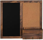 MyGift Rustic Dark Brown Wood Wall-Mounted Chalkboard with Cork Board, Mail Sorter, & Key Hooks - Image 6