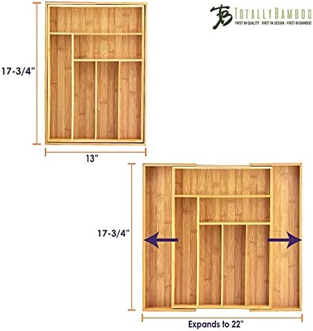 Totally Bamboo Kitchen Drawer Organizer, Expandable Silverware Organizer and Utensil Holder, 8 Compartments with Dividers - Image 5