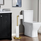 Brushed Gold Toilet Paper Holder Stand Freestanding Toilet Paper Stand - Image 3