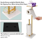 Toilet Paper Holder with Tray At the Top, Sturdy Marble Base No Wobby, Holding Extra 3 Toilet Paper Rolls As Spare Use, Freestanding No Drilling (Gold) - Image 4