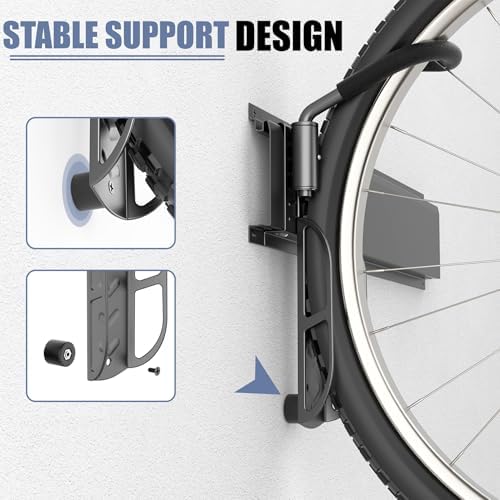 WALMANN Wall Mounted Swivel Bike Rack for Garage, Rotating Vertical Bike Storage for 5 Bikes, Space-Saving Bike Hooks, 500 lbs Capacity(Hanging 5 Bikes) - Image 6