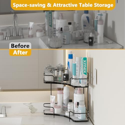 FOLLOWIN 2 Tier Corner Bathroom Counter Organizer, Corner Makeup Organizer - Image 4