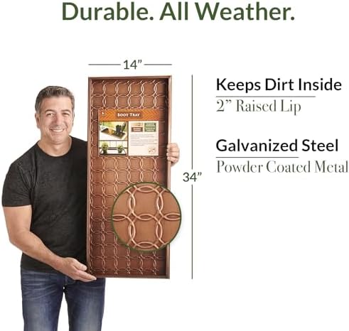 Good Directions Large Boot Tray, Circles Multi-Purpose All Weather Decorative Boot Tray, Shoes, Plants, Garage, Patio Door, Pet Bowls, 34 inch Entry Indoor Shoe Tray, Copper Finish - Image 3