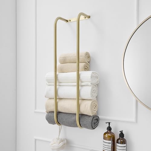 BWE Brushed Gold Towel Racks for Bathroom Wall Mounted for Rolled Towels by BWE