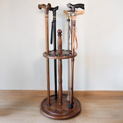 Asterom Cane Stand - Wooden Holder for Walking Sticks, Canes (Caramel) - Image 7