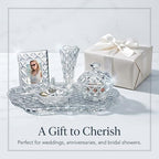Godinger Crystal Glass Vanity Set of 5, Display Tray, Ring Holder, Vase, Picture Frame, Storage Box with Lid, Shannon Collection - Image 6