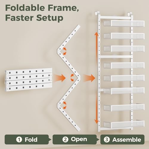 POKIPO 8-Tier Over the Door Pantry Organizer, 2 IN 1 Wall Mount or Hanging Spice Rack with Adjustable Raised Basket, Heavy Duty Back of Door Storage for Kitchen Bathroom Laundry Room - Image 6