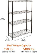 Amazon Basics 4-Shelf Adjustable Heavy Duty Steel Wire Rack Storage Shelving, Sturdy Garage Shelving, 350 lbs Capacity Per Shelf, Easy No-Tool Assembly, 36" x 14" x 54", Black - Image 5