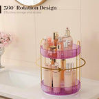 Aveniee Rotating Makeup Organizer for Vanity, Perfume Skincare Organizers Spinning, 2 Tier Bathroom Countertop Storage, Cosmetics Lipstick Holder for Counter Dresser,Purple - Image 3