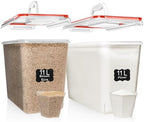 Shazo 2 PC (11L | 372 oz) Flour Sugar Storage Containers with Easy Carry Handle - Plastic Extra Large Food Storage Containers with Lids for Rice Cereal, BPA Free & Airtight Kitchen Pantry Organization by Shazo