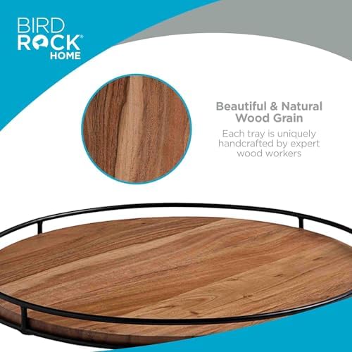 BIRDROCK HOME 18” Wooden Lazy Susan - Espresso - Iron Edges - Table Top Turntable - Cabinet or Pantry Organizer - Decorative Spice Rack Medicine Cleaning Spinning Table - Wood - Image 4
