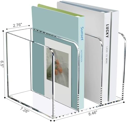 SANRUI Acrylic Magazine Holder Desk Organizer Workspace Sorter Clear 3 Slot - Image 2