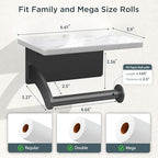 FORIOUS Natural Marble Toilet Paper Holder with Phone Shelf, Commercial - Image 5