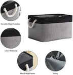 TheWarmHome Collapsible Storage Bin for Shelves - 16x12x8 inch Large 3 Pack Storage Basket for Organizing with Rope, Fabric Storage Cubes for Organizer Toy Cloth Gift Closet (Black & Grey) - Image 5