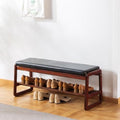 SOBIBO Solid Wood Shoe Bench, 2-Tier Wooden Entryway Bench, Modern Shoe Rack with Cushion for Hallway, Living Room (Black, 39.4'') by SOBIBO
