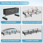 Under Bed Storage with Wheels 47.2"(L)/57.6L Large Rolling Under Bed Storage, Metal Underbed Containers on Wheels, Tool-Free Assembly Foldable Metal Underbed Drawers for Shoes Clothes Toys - Image 3