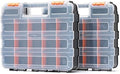Mayouko Double Side Tools Organizer, Customizable Removable Plastic Dividers, Hardware Box Storage, Excellent for Screws,Nuts,Small Parts, 34-Compartment,2 PCS Set,12.6"L x 10.6"W x 3.2"H by MAYOUKO