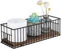 MyGift Toilet Paper Roll Holder Basket, Industrial Matte Black Metal Wire and Rustic Burnt Wood Above Tank Bathroom Toiletries Storage Organizer Vanity Basket by MyGiftHome