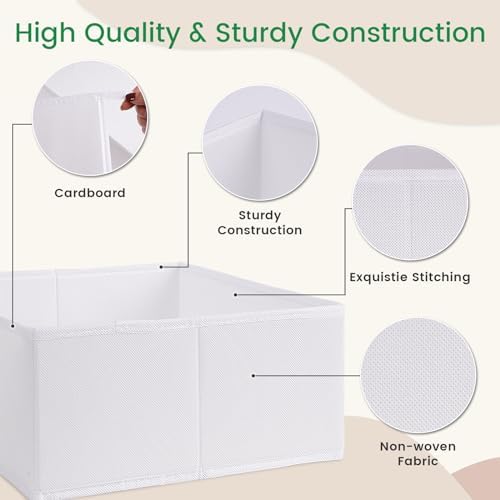 Criusia 16 Pack Underwear Drawer Organizer, Drawer Organizer Clothes, Foldable Cloth Storage Box Closet Dresser Drawer Divider Organizer for Clothes, Scarves (White) - Image 4