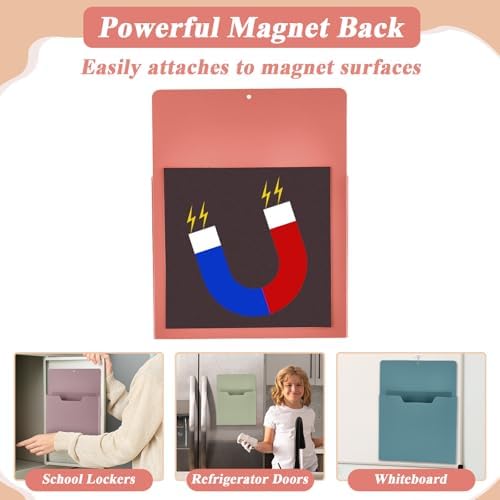 gisgfim 8 Pcs Magnetic Wall File Organizer Magnetic File Paper Holder Hanging Refrigerator Magazine Mail Holder for Planners Letters Documents Whiteboard Classroom Office Home (Retro,10 x 13 Inch) - Image 5