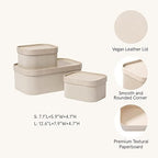 LA JOLIE MUSE Decorative Storage Boxes with Lids Faux Leather, Grey 3 Pack - Image 2