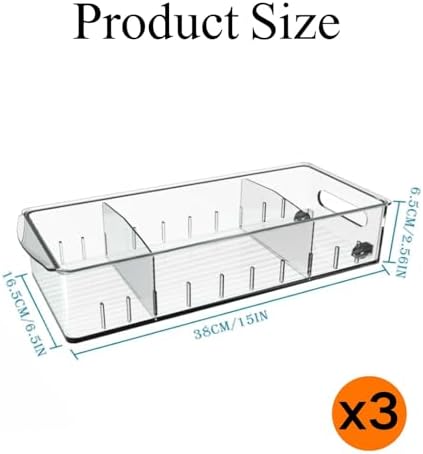 3 Pcs Refrigerator Drawer Organizer ,Fridge Organizer Bins on Wheels, Roll Out Pantry Storage Bins with Handle Upgrade Thick Plastic Pantry Storage Bins for Kitchen Organization - Image 5