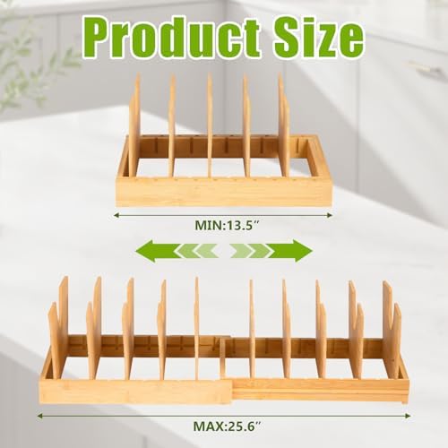 Expandable Bamboo Pot and Pan Organizer Under Cabinet, Holding Rack - Image 5