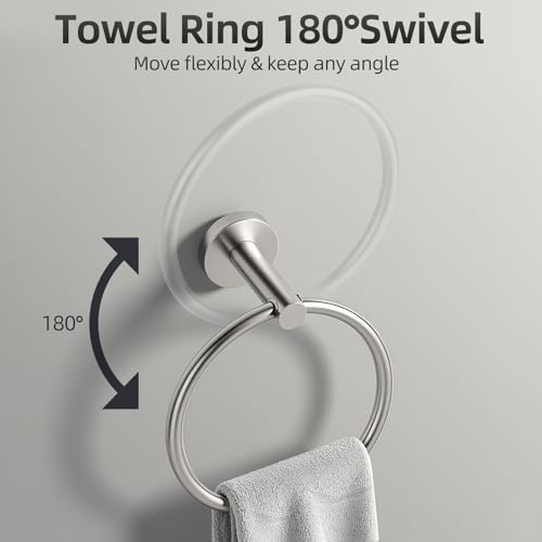 Brushed Nickel Bathroom Hardware Set 10 Pieces, Bathroom Towel Rack Holder Set Wall Mounted, SUS304 Stainless Steel Towel Bar Set - 16 Inch Towel Bar, Toilet Paper Holder, Towel Hooks, Towel Ring - Image 6