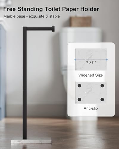 Free Standing Toilet Paper Holder Stand Matte Black Tissue Roll Holder - Image 6