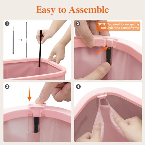 Lifewit 105L Large Laundry Hamper with Lid, Removable Inner Bag, Pink - Image 2