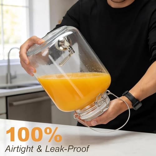Glass Drink Dispenser for Parties, 1 Gallon Beverage Dispenser with Spigot and handle,Glass Water Dispenser, Juice Dispensers for Fridge, Lemonade & Laundry Detergent Dispenser (1Pack) - Image 6