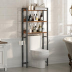 MAHANCRIS Over The Toilet Storage Rack, 3 Tier Bathroom Organizer Over Toilet, Freestanding Space Saver Toilet Stand with 2 Hooks, Bathroom Storage Shelf, Easy to Assemble, Rustic Brown TSHR6001 by MAHANCRIS