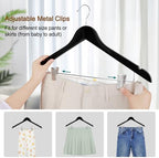 TOPIA HANGER Wooden Suit Hangers with Adjustable Metal Clips (20 Pack), Solid Wood Coat Hangers, 360° Swivel Hook, Premium Clothes Hangers for Jacket, Pant, Jeans, Blouse-Black, CT28B20 - Image 3