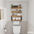 QEEIG Bathroom Shelves Over Toilet (Brown, Set of 3, 15.7") - Image 6