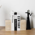 Koville Italian Travertine Bookends for Shelves, Decorative Book Ends, 7lbs Heavy-Duty Marble Book Holders, Bookshelf Apartment Decor for Normal Books/CD/Video Games(Travertino Romano) - Image 5