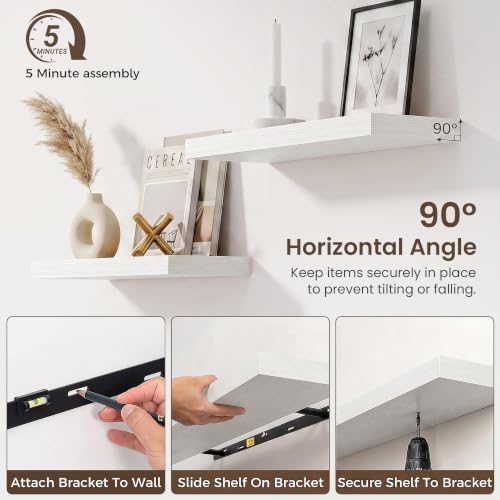 24 Inch Floating Shelves for Wall 2 Pack, Wood Wall Bathroom Shelves - Image 6