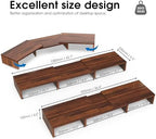 FITUEYES Dual Monitor Stand Riser, Adjustable Length and Angle, Brown - Image 3