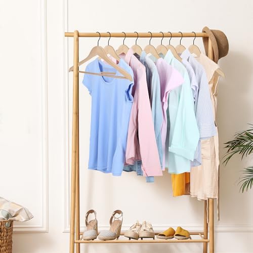 JS HANGER Wooden Coat Hangers, 16 Pack High Grade Wood Suit Hangers with Non Slip Pant Bar - Extra Smooth and Splinter Free, Unvarnished - Image 2